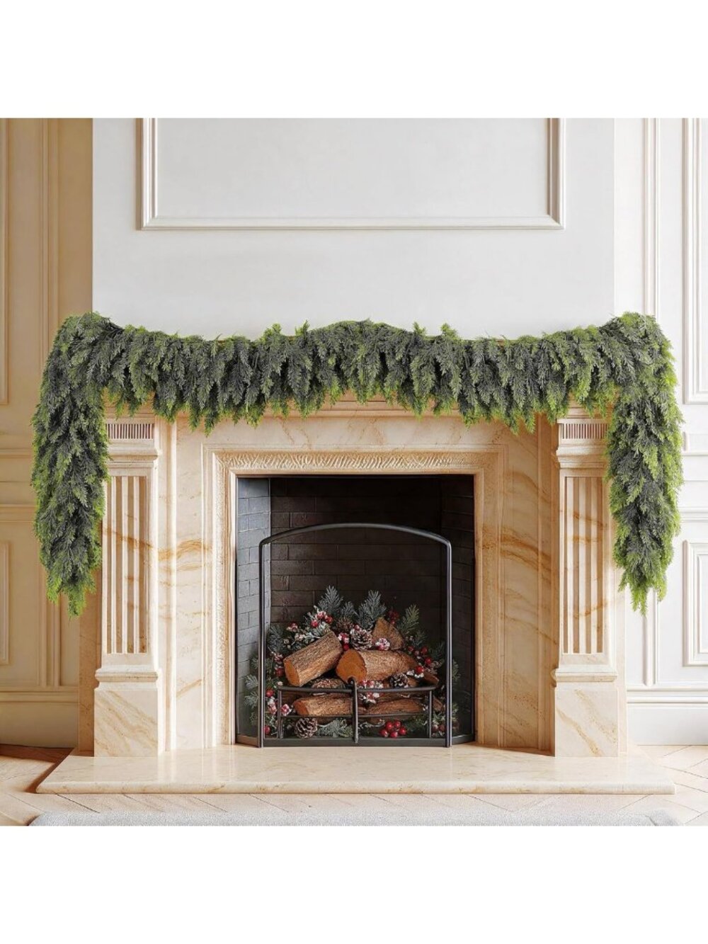 2PCS 6FT Gradient Artificial Cedar Pine Garland for Holiday Decor & Festive